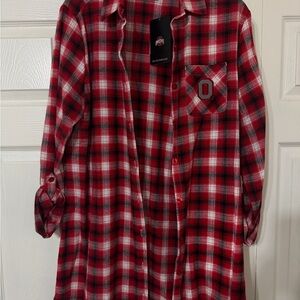 Red and Black Plaid Button-Up Shirt